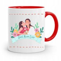 Kubek Czerwony Prezent Dla Mamy Matki Best Mom Z Nadrukiem Ze Zdjęciem