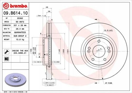TARCZA HAM PRZOD 321X28 V BREMBO na Arena.pl