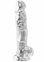 toyjoy get real clear dildo tpe 22.5 cm - przezroczysty, elastyczny model