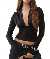 Weekday bluzka z długimi rękawami i głębokim dekoltem typu halter r.xs