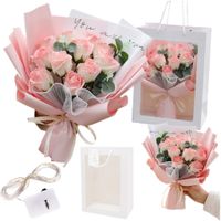 Flower Box elegancki bukiet róże mydlane w torebce led na prezent