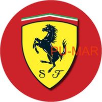 Opłatek na tort Urodziny Ferrari Auto Samochód Logo Bryka Fura Tekst Gratis