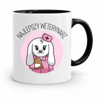 Kubek Czarny Dla Weterynarza Najlepszy Weterynarz Z Nadrukiem Ze Zdjęciem