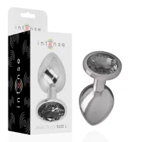 intense aluminium plug l - korek z czarnym szkłem, rozmiar l, metalowy