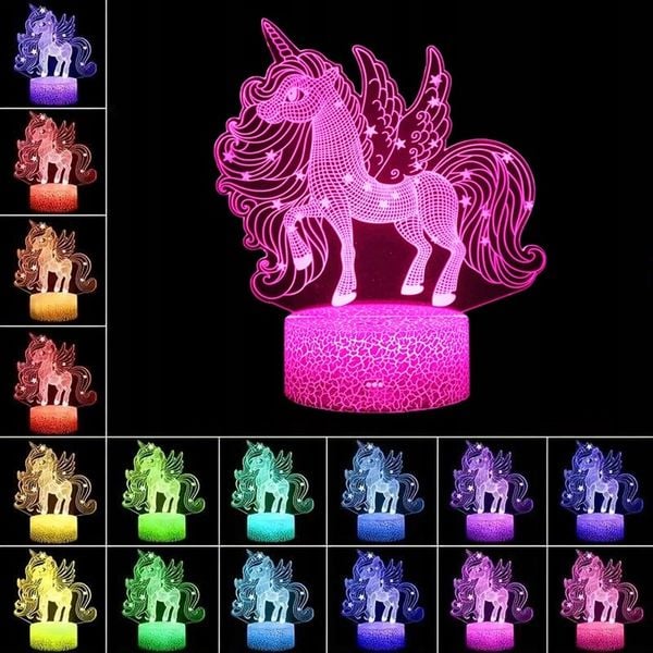 Lampka 3D nocna led usb JEDNOROŻEC UNICORN zdjęcie 3