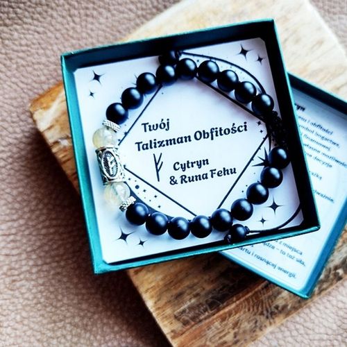 Bransoletka Męska Talizman Obfitości CYTRYN Runa FEHU Bogactwo Pieniądze na Arena.pl