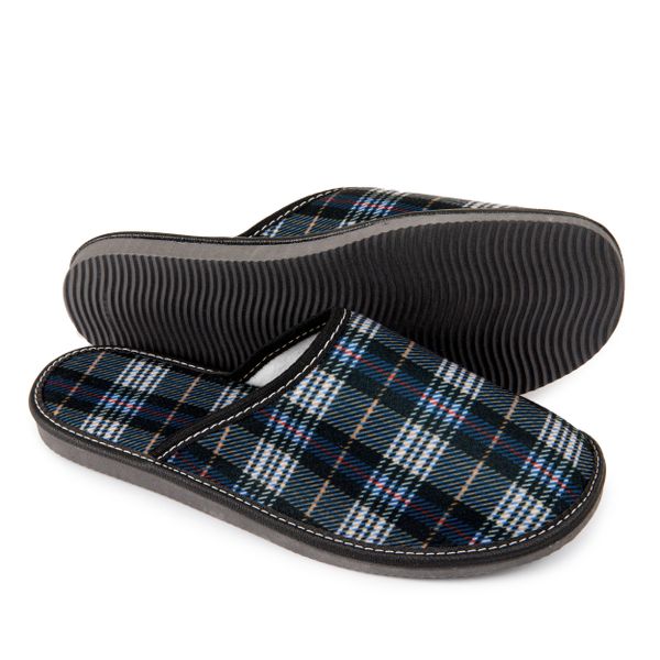 Kapcie męskie materiałowe w kratę zdjęcie 2