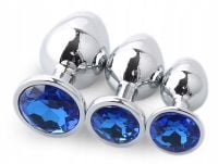 STALOWY KOREK ANALNY PLUG ZESTAW 3 KORKÓW S M L