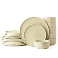 Serwis obiadowy Anun beżowy na 6 osób 18 szt Nowoczesny Do zmywarki Komplet