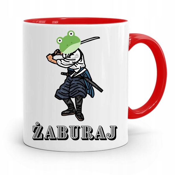 Kubek Czerwony Śmieszny Zabawny Żaburaj Samuraj Z Nadrukiem Ze Zdjęciem zdjęcie 1