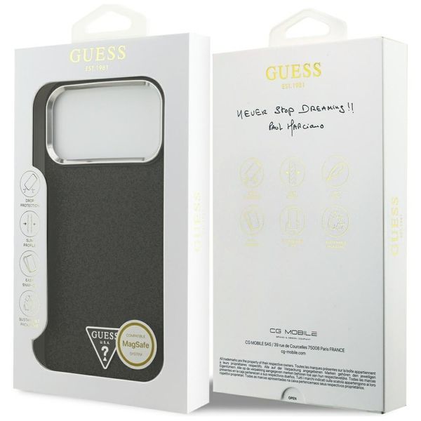 Etui Guess Glitter Triangle Logo MagSafe do iPhone 17 Pro Max czarny zdjęcie 8