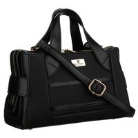 elegancka, czarna torebka damska wykonana z materiału suwakiem - peterson