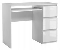 Biurko Szkolne Komputerowe 3 Szuflady Biały Połysk