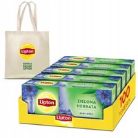 Zestaw Lipton Herbata zielona ekspresowa Earl Grey 5x20 torebek + GRATIS