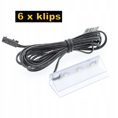 KPL.6x Klips PCV LED do szklanej półki +zasilacz na Arena.pl