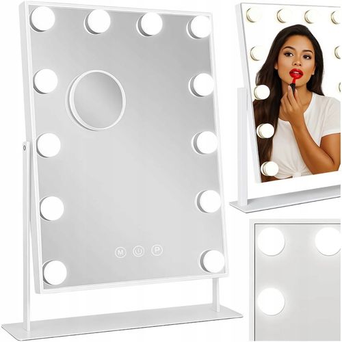 LUSTERKO KOSMETYCZNE HOLLYWOOD STOJĄCE LUSTRO DO MAKIJAŻU LED 12 na Arena.pl