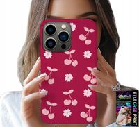 ETUI DO IPHONE 15 PRO MAX - WISIENKI, WIŚNIE NA BORDOWYM TLE + FOLIA