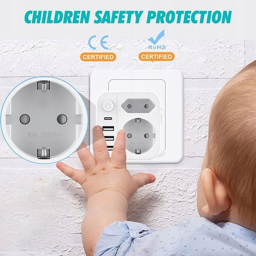 ŁADOWARKA TYP G Adapter podróżny 3USB+1USB-C, UK WTYCZKA na Arena.pl