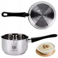 GARNEK RONDEL STALOWY RONDELEK 1L RĄCZKA GAZ INDUKCJA STAL NIERDZEWNA 18/0