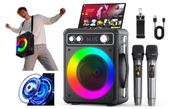 Karaoke Zestaw Bluetooth Głośnik Bezprzewodowy Dwa Mikrofony Światła Led