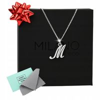 NASZYJNIK Z LITERKĄ LITERKA M PANCERKA SREBRO pudełko łańcuszek srebrny