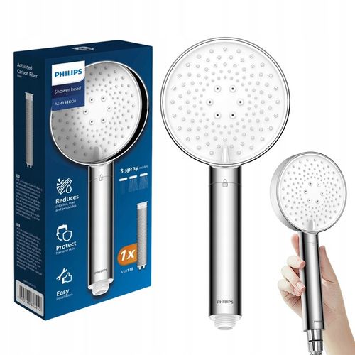 Słuchawka prysznicowa chrom z filtrem PHILIPS AWP1516CH, filtr prysznicowy na Arena.pl