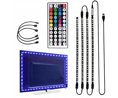Taśma LED do telewizora RGB TV USB pilot RGB TAŚMA 2M ZESTAW 4x 50CM ZD4D na Arena.pl