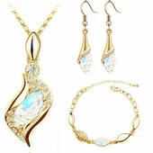 Komplet złoty Sopelki z kryształami Swarovski