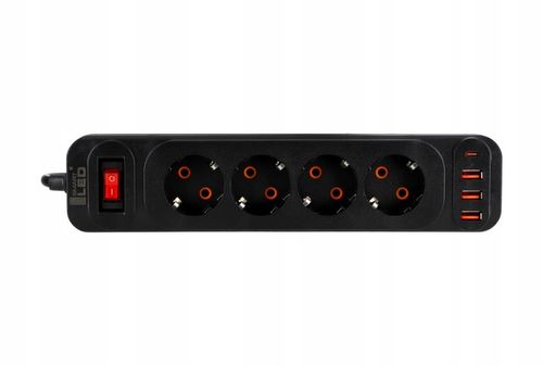 Przedłużacz Listwa Zasilająca Sieciowa 4 Gniazda 230V 5M 4x USB A na Arena.pl