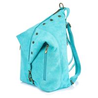 VERA PELLE plecak damski zamszowy elegancki z ćwiekami V409 turkusowy