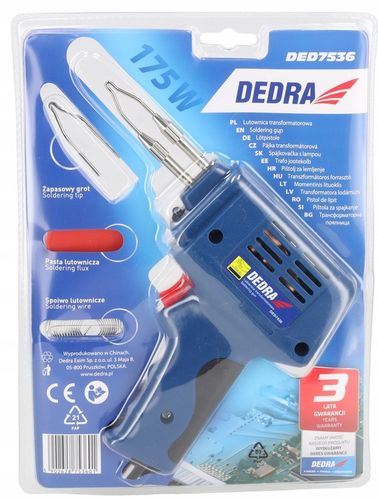 LUTOWNICA TRANSFORMATOROWA DEDRA 600°C Zestaw Cyna Pasta lutownicza na Arena.pl
