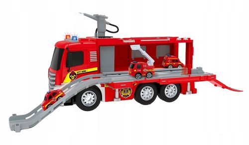 DUŻY WÓZ STRAŻACKI NA WODĘ STRAŻ POŻARNA zjeżdżalnia 4 auta ŚWIATŁO DŻWIĘK na Arena.pl