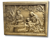 Obraz drewniany Święta Rodzina I płaskorzeźba prezent na ślub chrzest 41,5