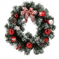 WIENIEC WIANEK STROIK ŚWIĄTECZNY 40cm czerwono biały NA DRZWI STÓŁ sztuczny