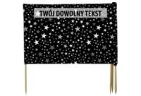 PARAWAN PLAŻOWY Czarne gwiazdki z indywidualnym  napisem 4 PANELE 15.4