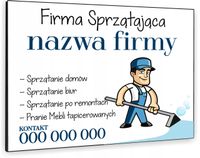 TABLICZKA REKLAMOWA szyld z dibondu nadruk 40x30 cm FIRMA SPRZĄTAJĄCA