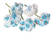 KWIATKI MATERIAŁOWE NA DRUCIKU 30SZT OZDOBA DEKORACJA