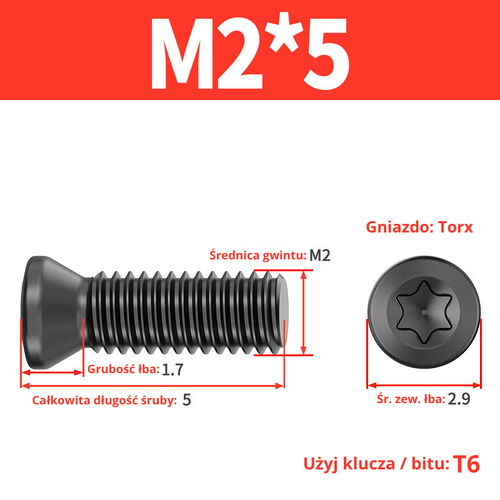 Śruba mocująca TORX Klasa 12.9 Rozmiar: M2x4 na Arena.pl