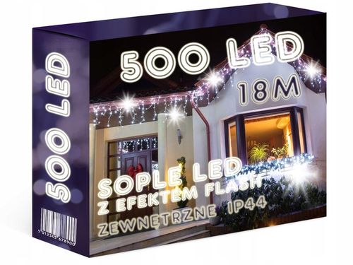 SOPLE 500 LED ZEWNĘTRZNE LAMPKI choinkowe KURTYNA IP44 STAŁE + FLASH na Arena.pl