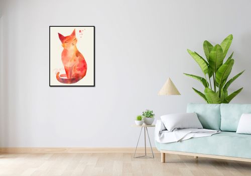 Plakat 60x80cm Akwarelowy Kot na Arena.pl
