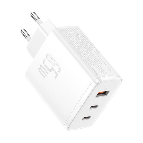 ładowarka sieciowa baseus os-cube pro 2xusb-c + usb, 65w (biała) na Arena.pl