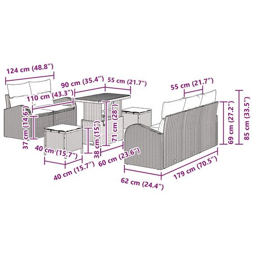 Zestaw Sof na Ogród 8 pcs Szary polirattan na Arena.pl