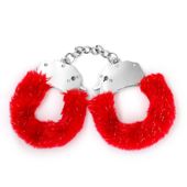 Crushious Spangle Metal Cuffs With Plush Red