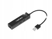 Natec Dragonfly Hub USB 3x USB 2.0 + RJ45 czarny