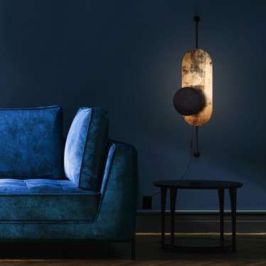 LAMPA ścienna WHEEL LUX 8430 Nowodvorski drewniana OPRAWA kinkiet dysk czarny złoty na Arena.pl