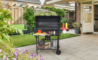 GRILL WĘGLOWY OGRODOWY NA KOŁACH PÓŁKI GRIL NA BRYKIET BBQ NA WĘGIEL LUND