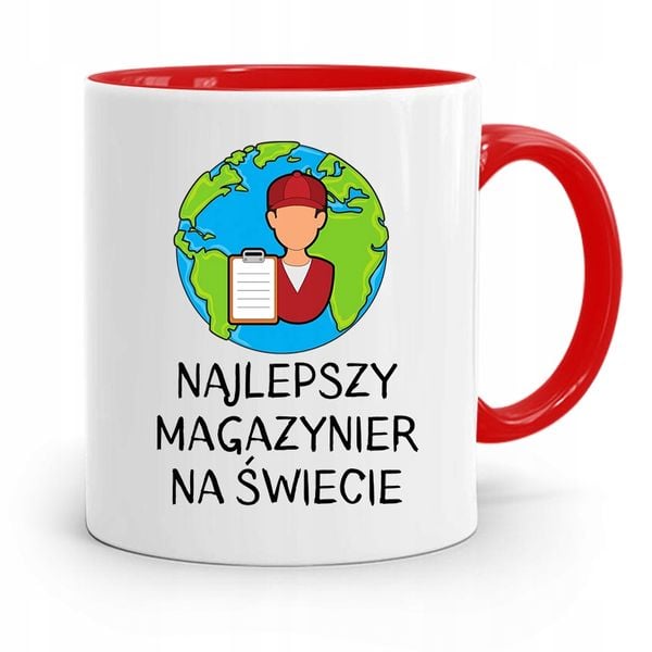 Kubek Czerwony Dla Magazyniera Najlepszy Na Z Nadrukiem Ze Zdjęciem zdjęcie 1