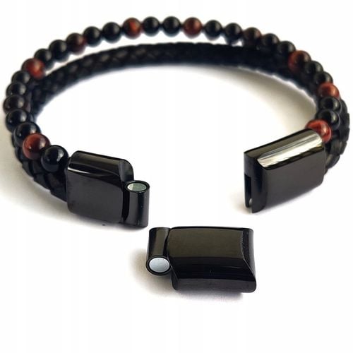 Bransoletka męska skórzana REGULOWANA Z TYGRYSIM OKIEM PREZENT Versatile na Arena.pl