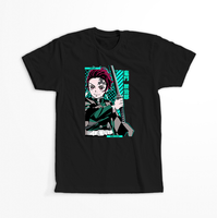 Koszulka Czarna Demon Slayer / Kimetsu no Yaiba / Miecz zabójcy demonów - WYBIERZ KOLOR KOSZULKI I FASON Damska L