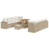Zestaw Sof na Ogród 11 pcs Beżowy polirattan